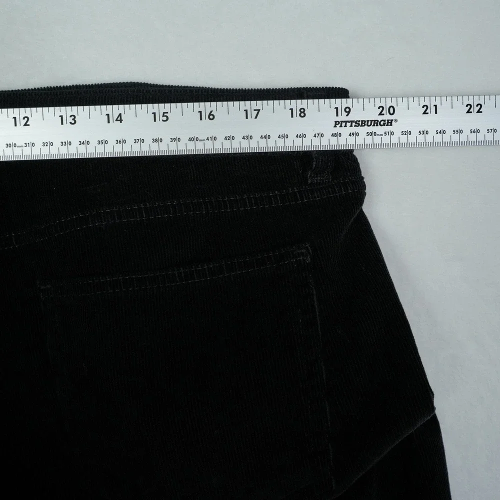 Ash & Erie Mens Black Corduroy Straight Leg Pants 38x27 Stretch Cotton